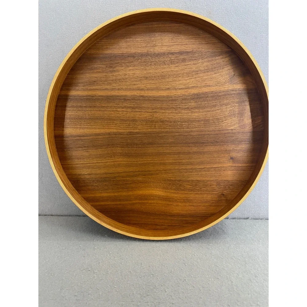 IKEA OMBONAD‎ Round Walnut Serving Tray Platter 16.5
